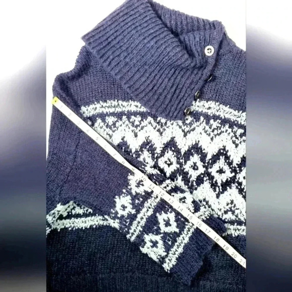 Free People Wool Blend Aztec Chunky Knit Boxy Cropped Cowl Neck Sweater … - Picture 8 of 11